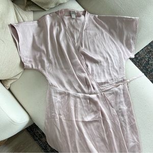 Lilac satin wrap dress